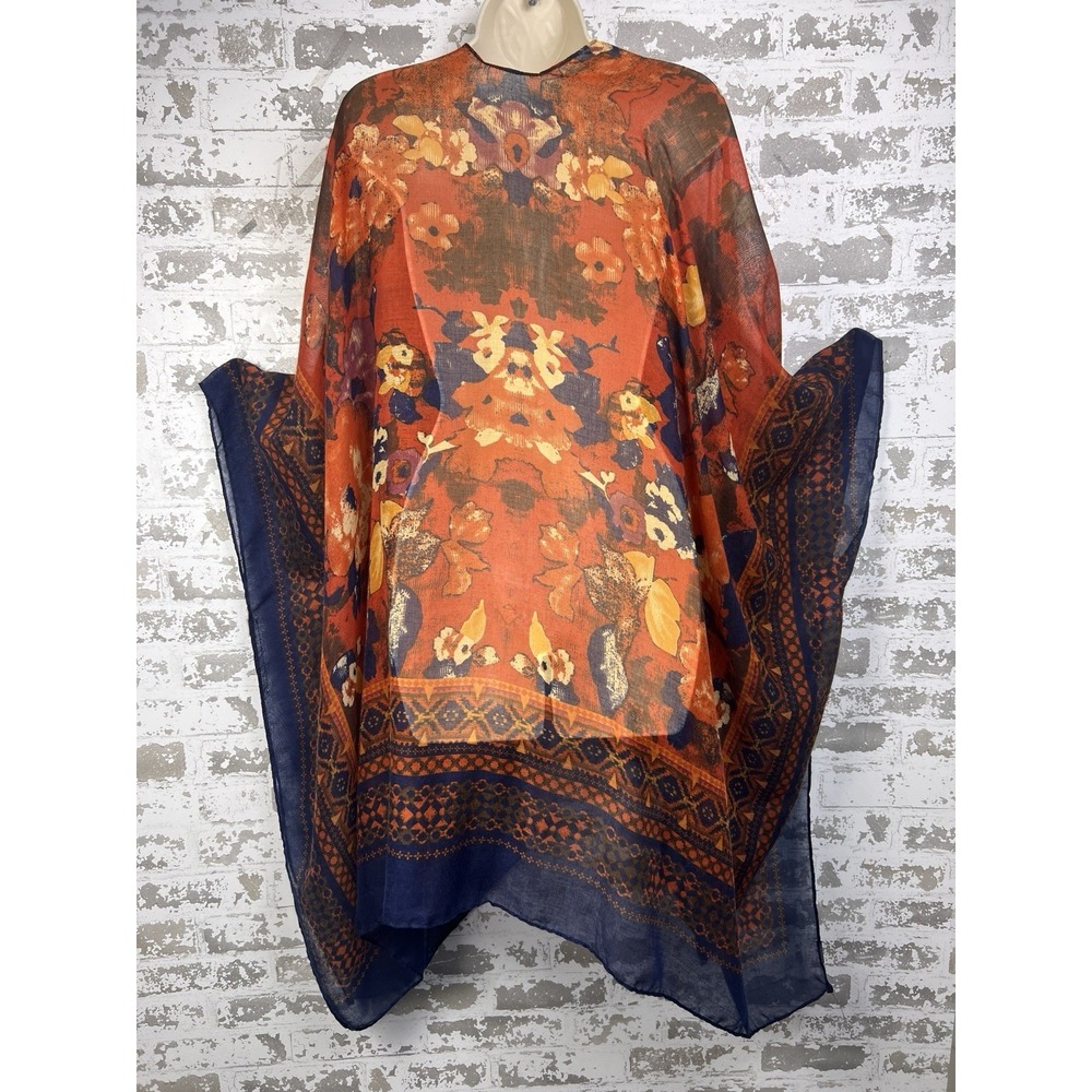 Amanda Blu Kimono Ruana Rustic Romantic Boho Earthy Floral OSFM Dreamy Artsy - Picture 2 of 7